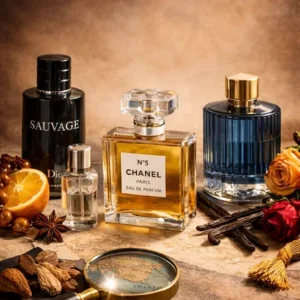 An image for an article on the difference between original, fake, tester, and decant perfumes